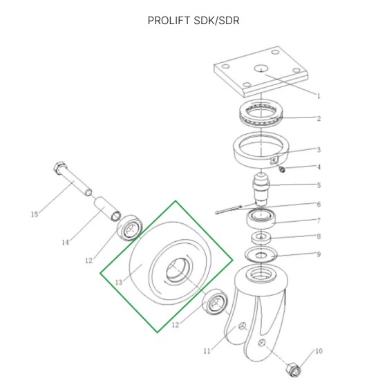 Опорное колесо для штабелеров SDR1536/1545S/1645/1656/2036/2045, SDK Опорное колесо для штабелеров SDR1536/1545S/1645/1656/2036/2045, SDK