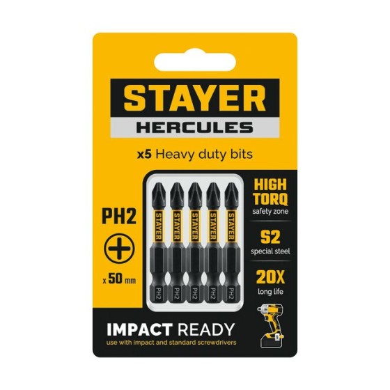 Торсионные биты STAYER PH 2, 50 мм, 5 шт HERCULES Торсионные биты STAYER PH 2, 50 мм, 5 шт HERCULES