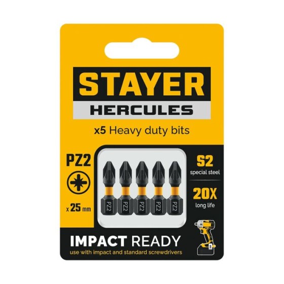 Торсионные биты STAYER PZ 2, 25 мм, 5 шт HERCULES Торсионные биты STAYER PZ 2, 25 мм, 5 шт HERCULES