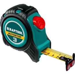 KRAFTOOL AutoStop 3м х 16мм, профессиональная рулетка с автостопом (3412-3-16)