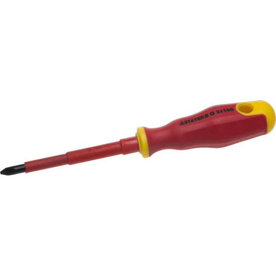 STAYER Electro, PH2 х 100 мм, диэлектрическая отвертка, Professional (25142-2-10) STAYER Electro, PH2 х 100 мм, диэлектрическая отвертка, Professional (25142-2-10)