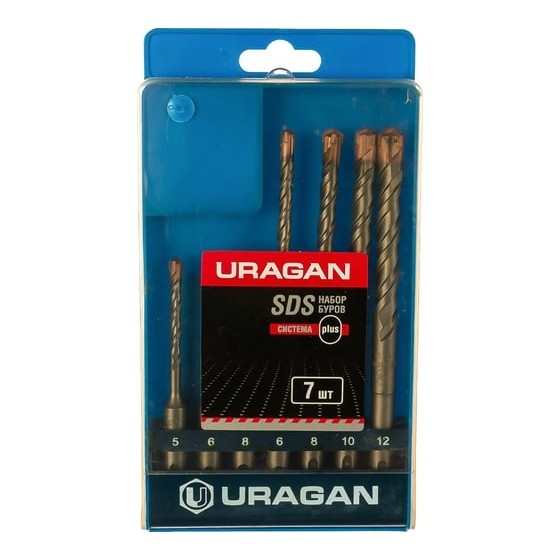 URAGAN 7 шт: 5 x 110, 6 x 110, 8 x 110, 6 x 160, 8 x 160, 10 x 160, 12 x 160 мм, набор SDS-plus буров (901-25554-H7) URAGAN 7 шт: 5 x 110, 6 x 110, 8 x 110, 6 x 160, 8 x 160, 10 x 160, 12 x 160 мм, набор SDS-plus буров (901-25554-H7)