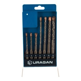 URAGAN 7 шт: 5 x 110, 6 x 110, 8 x 110, 6 x 160, 8 x 160, 10 x 160, 12 x 160 мм, набор SDS-plus буров (901-25554-H7)