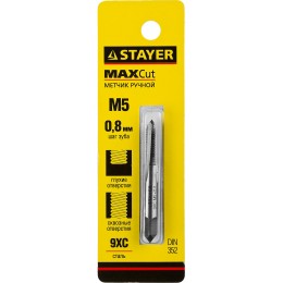 STAYER M5 х 0.8, одинарный метчик для сквозных и глухих отверстий (28021-05-0.8) STAYER M5 х 0.8, одинарный метчик для сквозных и глухих отверстий (28021-05-0.8)