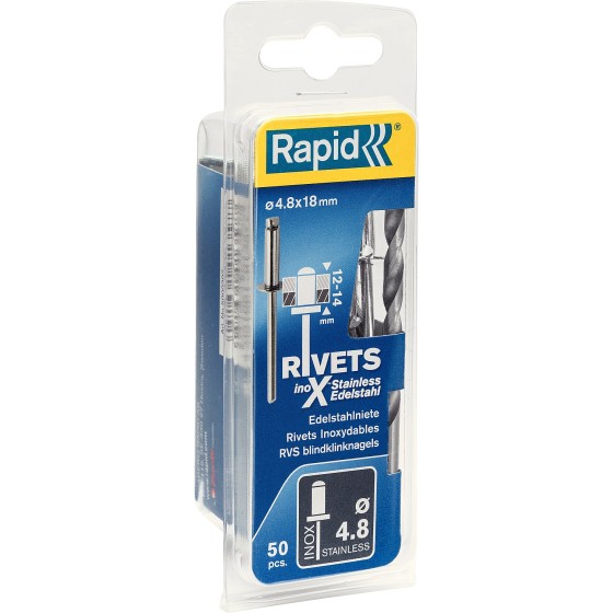 RAPID 4.8 х 18 мм, 50 шт, нержавеющая заклепка (5000397) RAPID 4.8 х 18 мм, 50 шт, нержавеющая заклепка (5000397)