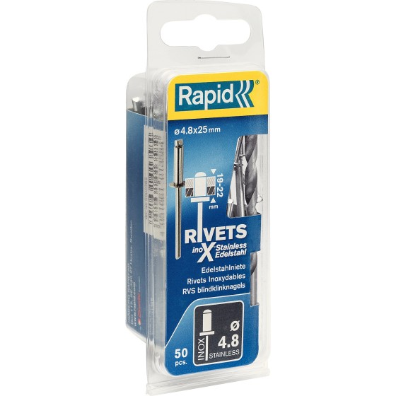 RAPID 4.8 х 25 мм, 50 шт, нержавеющая заклепка (5000398) RAPID 4.8 х 25 мм, 50 шт, нержавеющая заклепка (5000398)