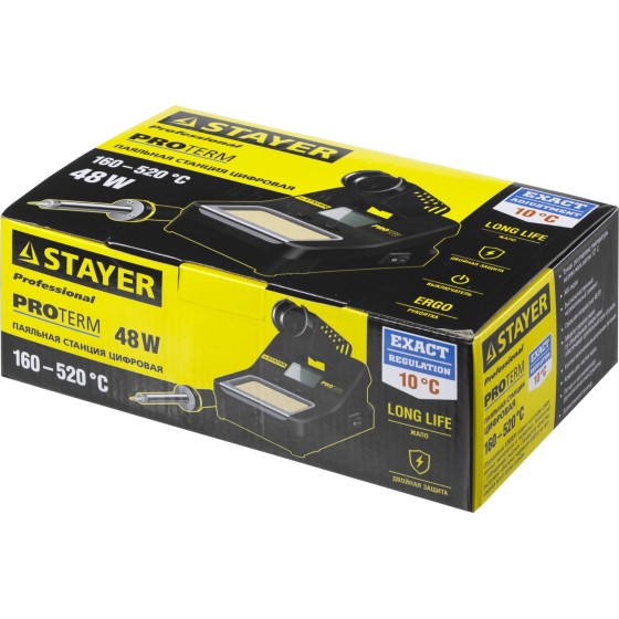 STAYER SP-50, 48 Вт, 160 - 520°C, цифровая паяльная станция, Professional (55370) STAYER SP-50, 48 Вт, 160 - 520°C, цифровая паяльная станция, Professional (55370)