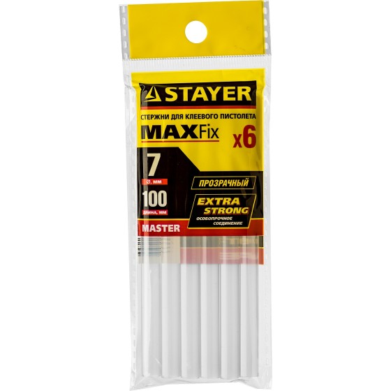 STAYER Cristal, 7 х 100 мм, 6 шт, прозрачные, универсальные клеевые стержни Professional (2-06817-T-S06) STAYER Cristal, 7 х 100 мм, 6 шт, прозрачные, универсальные клеевые стержни Professional (2-06817-T-S06)