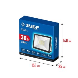 ЗУБР ПСК-30, 30 Вт, 6500 К, IP 65, светодиодный прожектор, Профессионал (57141-30) ЗУБР ПСК-30, 30 Вт, 6500 К, IP 65, светодиодный прожектор, Профессионал (57141-30)