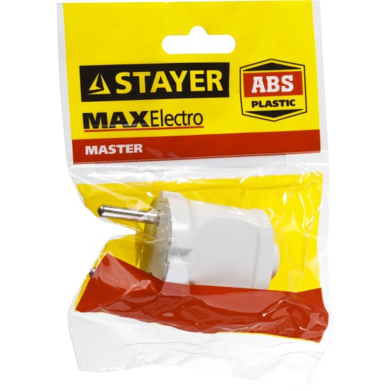 STAYER MAXElectro, белая, 6 А/220 В, 1300 Вт, прямая вилка (55150-W) STAYER MAXElectro, белая, 6 А/220 В, 1300 Вт, прямая вилка (55150-W)