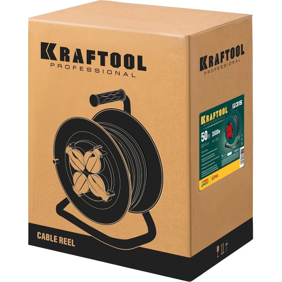 KRAFTOOL P-315, ПВС, 3 x 1.5 мм2, 50 м, 3500 Вт, IP44, силовой удлинитель на катушке (55084-50) KRAFTOOL P-315, ПВС, 3 x 1.5 мм2, 50 м, 3500 Вт, IP44, силовой удлинитель на катушке (55084-50)