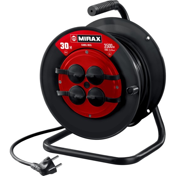 MIRAX ПВС, 3 х 2.5 мм2, 30 м, 3500 Вт, IP44, силовой удлинитель на катушке (55051-30) MIRAX ПВС, 3 х 2.5 мм2, 30 м, 3500 Вт, IP44, силовой удлинитель на катушке (55051-30)
