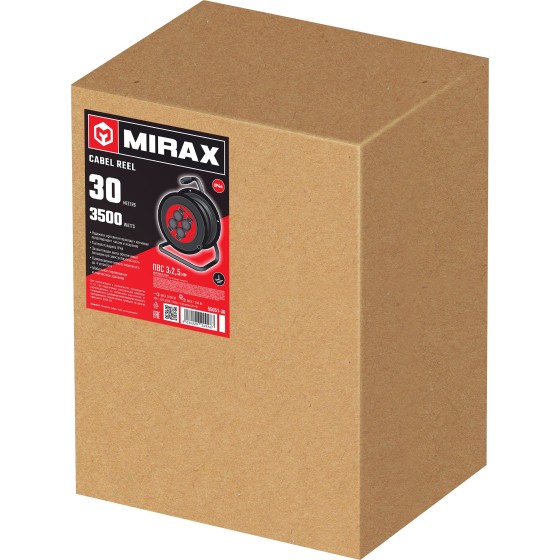 MIRAX ПВС, 3 х 2.5 мм2, 30 м, 3500 Вт, IP44, силовой удлинитель на катушке (55051-30) MIRAX ПВС, 3 х 2.5 мм2, 30 м, 3500 Вт, IP44, силовой удлинитель на катушке (55051-30)