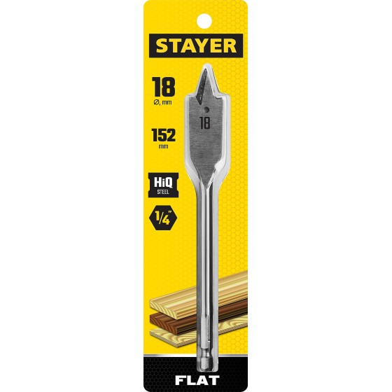 STAYER Flat, 18 x 152 мм, перовое, cверло по дереву (2950-18) STAYER Flat, 18 x 152 мм, перовое, cверло по дереву (2950-18)