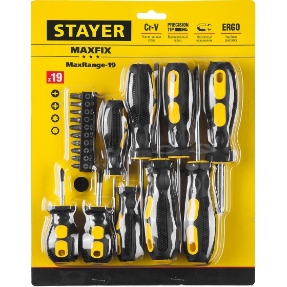 STAYER Hercules-19, 19 предм., отвертка-битодержатель с насадками (2513-H19) STAYER Hercules-19, 19 предм., отвертка-битодержатель с насадками (2513-H19)