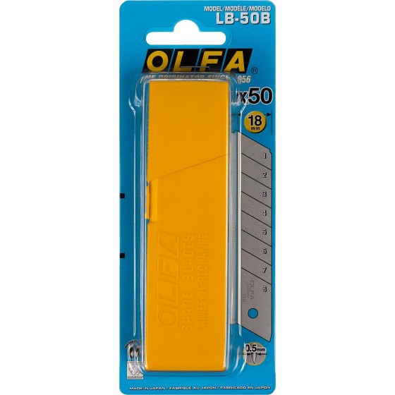 OLFA 18 х 100 х 0.5 мм, 50 шт, сегментированные лезвия (OL-LB-50B) OLFA 18 х 100 х 0.5 мм, 50 шт, сегментированные лезвия (OL-LB-50B)