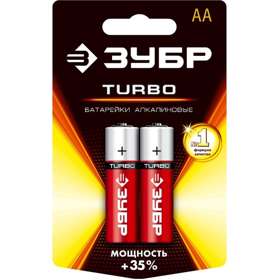 ЗУБР Turbo, АА х 2, 1.5 В, алкалиновая батарейка (59213-2C) ЗУБР Turbo, АА х 2, 1.5 В, алкалиновая батарейка (59213-2C)