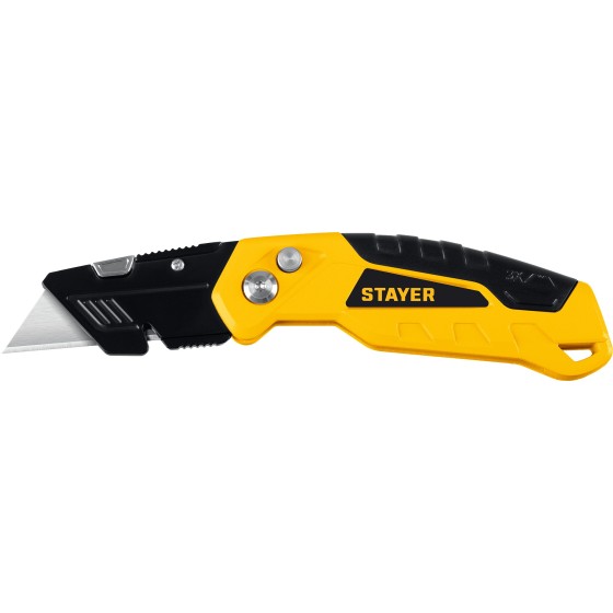 STAYER Hercules-А24, универсальный металлический нож с трапециевидным лезвием (0946) STAYER Hercules-А24, универсальный металлический нож с трапециевидным лезвием (0946)