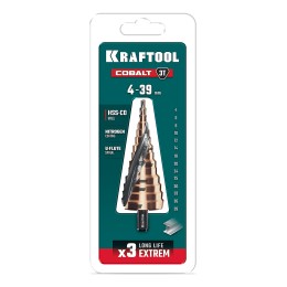 KRAFTOOL COBALT 4-39мм, 14 ступеней, азотирование, винтовая спираль, сверло ступенчатое(29691-4-39-14)