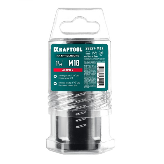 KRAFTOOL М18 - 1 1/4″, Адаптер для алмазных коронок (29827-М18) KRAFTOOL М18 - 1 1/4″, Адаптер для алмазных коронок (29827-М18)