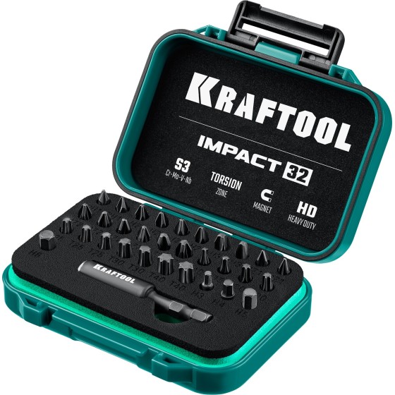 KRAFTOOL Impact-32, 32 шт, набор ударных бит (26066-H32) KRAFTOOL Impact-32, 32 шт, набор ударных бит (26066-H32)