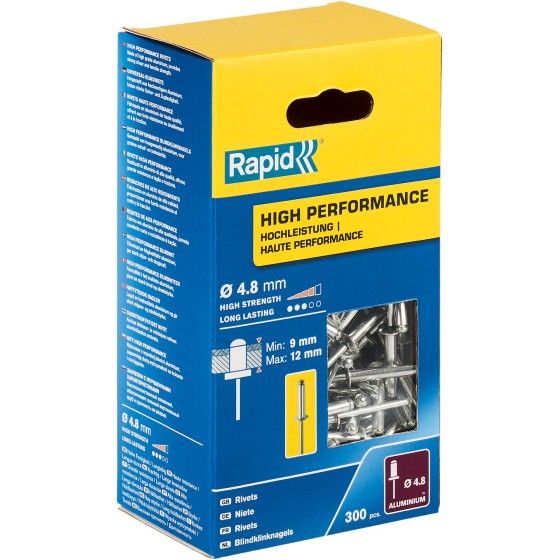 RAPID R:High-performance-rivet, 4.8 х 16 мм, 300 шт, алюминиевая высокопроизводительная заклепка (5001438) RAPID R:High-performance-rivet, 4.8 х 16 мм, 300 шт, алюминиевая высокопроизводительная заклепка (5001438)