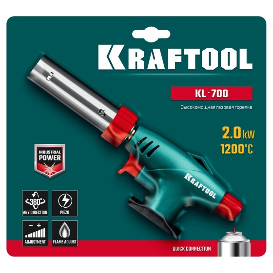 KRAFTOOL KL-700 с пьезоподжигом, увеличенная мощность, газовая горелка на баллон (55516) KRAFTOOL KL-700 с пьезоподжигом, увеличенная мощность, газовая горелка на баллон (55516)