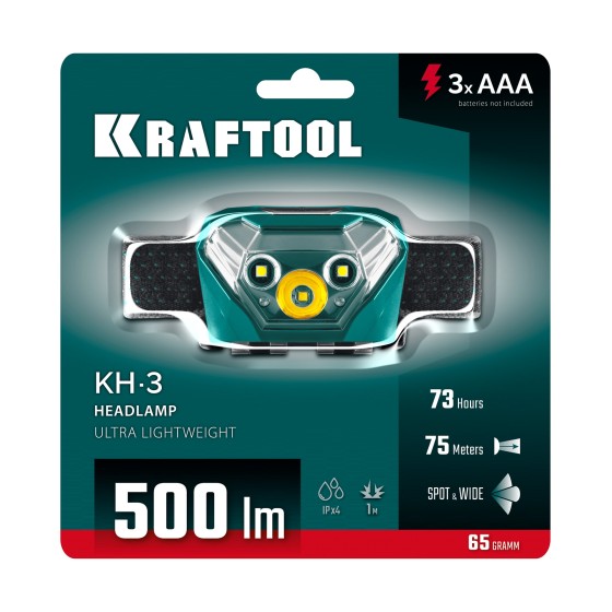 Налобный фонарь, 3ААА KRAFTOOL KH-3, 500 лм, 5 режимов (56456) Налобный фонарь, 3ААА KRAFTOOL KH-3, 500 лм, 5 режимов (56456)