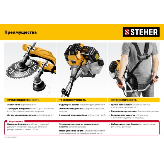 STEHER 1.3 кВт, бензиновый триммер (BT-1300) STEHER 1.3 кВт, бензиновый триммер (BT-1300)
