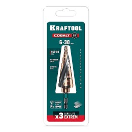 KRAFTOOL COBALT 6-30мм, 13 ступеней, азотирование, винтовая спираль, сверло ступенчатое(29691-6-30-13)