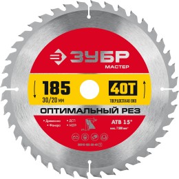 ЗУБР Оптимальный рез, 185 x 30/20 мм, 40Т, пильный диск по дереву (36912-185-30-40) ЗУБР Оптимальный рез, 185 x 30/20 мм, 40Т, пильный диск по дереву (36912-185-30-40)