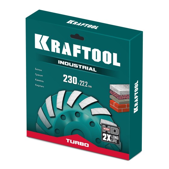 KRAFTOOL Turbo d 230 мм, сегментная алмазная чашка, INDUSTRIAL (33368-230) KRAFTOOL Turbo d 230 мм, сегментная алмазная чашка, INDUSTRIAL (33368-230)