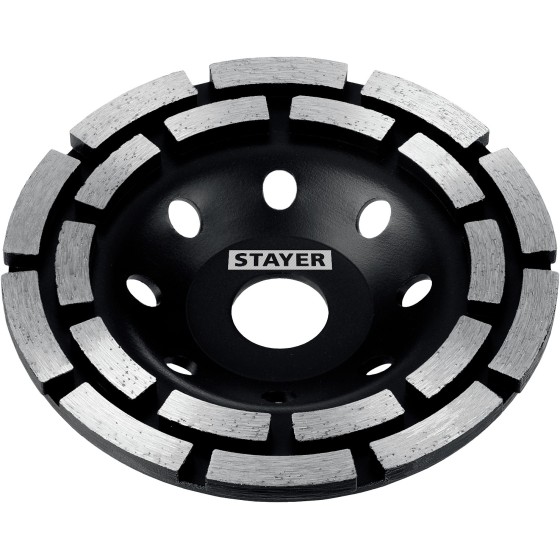 STAYER Double, d 125 мм, двухрядная алмазная шлифовальная чашка (33381-125) STAYER Double, d 125 мм, двухрядная алмазная шлифовальная чашка (33381-125)