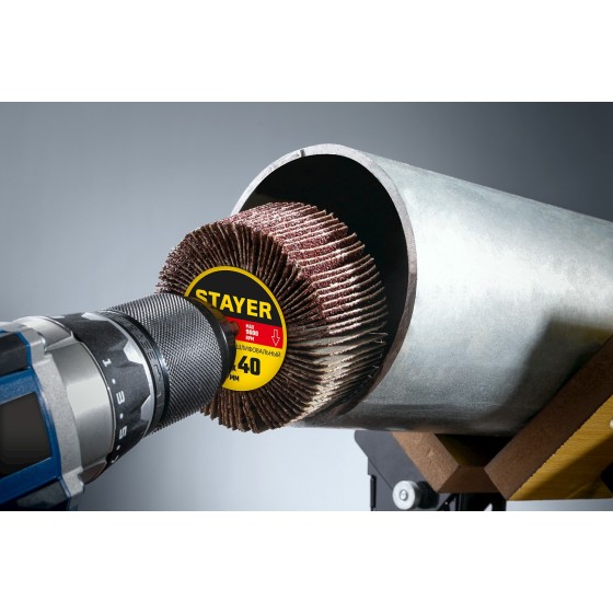STAYER d 50 x 20 мм, P120, на шпильке d 6 мм, круг шлифовальный лепестковый (36607-120) STAYER d 50 x 20 мм, P120, на шпильке d 6 мм, круг шлифовальный лепестковый (36607-120)