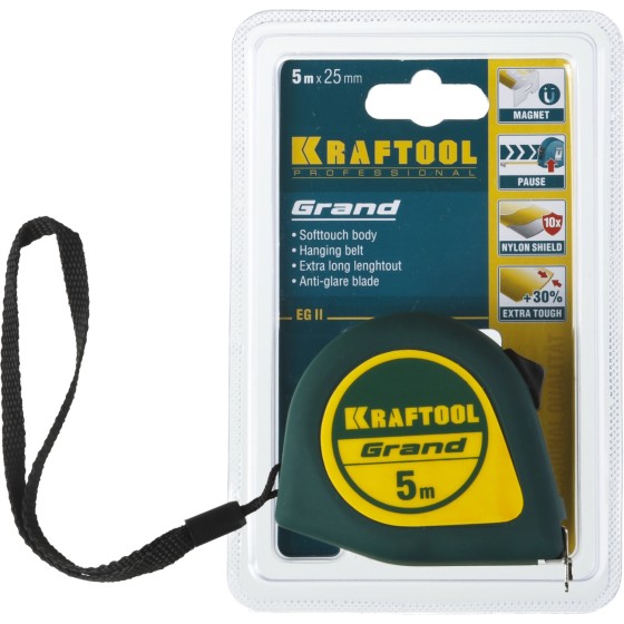 KRAFTOOL Grand, 5 м х 25 мм, рулетка (34022-05-25) KRAFTOOL Grand, 5 м х 25 мм, рулетка (34022-05-25)