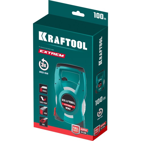 KRAFTOOL EXTREM, 100 м, геодезическая стальная мерная лента KRAFTOOL EXTREM, 100 м, геодезическая стальная мерная лента