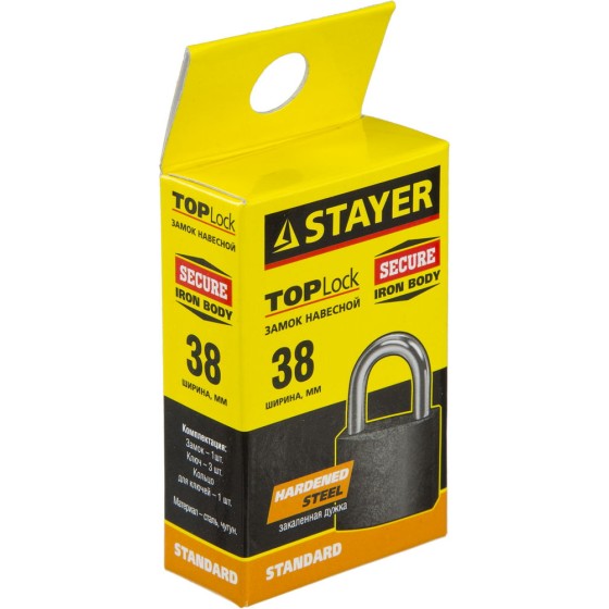 STAYER 38 мм, навесной замок (37160-38) STAYER 38 мм, навесной замок (37160-38)