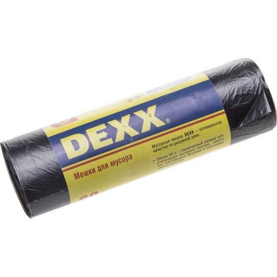 Мусорные мешки DEXX 60 л, 20 шт, черные (39150-60) Мусорные мешки DEXX 60 л, 20 шт, черные (39150-60)