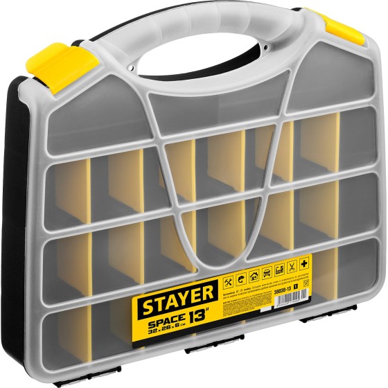 STAYER SPACE-13, 320 х 260 х 60 мм, (13″), пластиковый органайзер с 21 ячейкой (38038-13) STAYER SPACE-13, 320 х 260 х 60 мм, (13″), пластиковый органайзер с 21 ячейкой (38038-13)