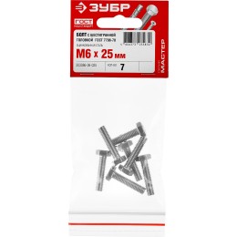 ЗУБР ГОСТ 7798-70, кл. пр. 5.8, M6 х 25 мм, цинк, 7 шт, болт (303086-06-025) ЗУБР ГОСТ 7798-70, кл. пр. 5.8, M6 х 25 мм, цинк, 7 шт, болт (303086-06-025)