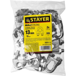 STAYER DIN 741, 13 мм, 15 шт, зажим троса (30535-13)