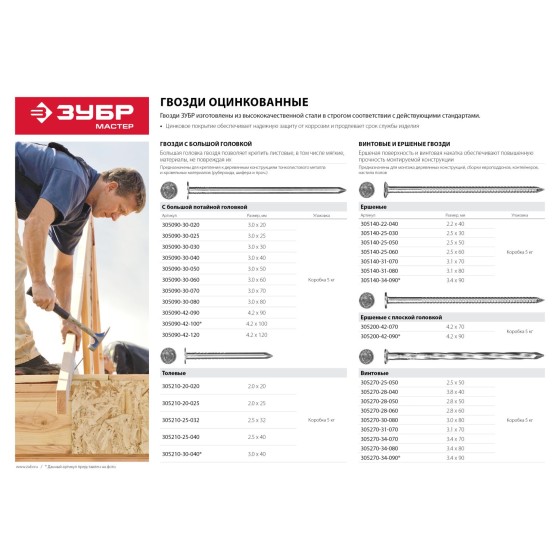 ЗУБР 90 x 3.4 мм, цинк, 5 кг, винтовые гвозди (305270-34-090) ЗУБР 90 x 3.4 мм, цинк, 5 кг, винтовые гвозди (305270-34-090)