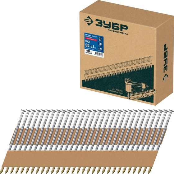 ЗУБР SN21 90 х 3.1 мм, реечные гвозди рифленые оцинкованные, 2010 шт(305396-90) ЗУБР SN21 90 х 3.1 мм, реечные гвозди рифленые оцинкованные, 2010 шт(305396-90)
