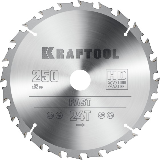 KRAFTOOL Fast, 250 х 32 мм, 24Т, пильный диск по дереву (36950-250-32) KRAFTOOL Fast, 250 х 32 мм, 24Т, пильный диск по дереву (36950-250-32)