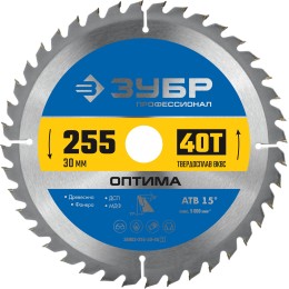 ЗУБР Оптима, 255 x 30 мм, 40Т, пильный диск по дереву, Профессионал (36903-255-30-40) ЗУБР Оптима, 255 x 30 мм, 40Т, пильный диск по дереву, Профессионал (36903-255-30-40)