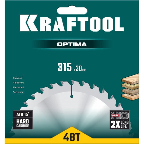 KRAFTOOL Optima, 315 х 30 мм, 48Т, пильный диск по дереву (36951-315-30) KRAFTOOL Optima, 315 х 30 мм, 48Т, пильный диск по дереву (36951-315-30)