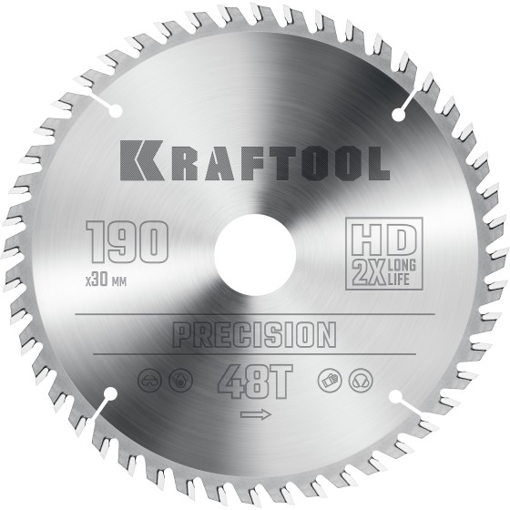 KRAFTOOL Precision, 190 х 30 мм, 48Т, пильный диск по дереву (36952-190-30) KRAFTOOL Precision, 190 х 30 мм, 48Т, пильный диск по дереву (36952-190-30)