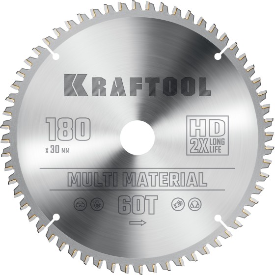 KRAFTOOL Multi Material, 180 х 30 мм, 60Т, пильный диск по алюминию (36953-180-30) KRAFTOOL Multi Material, 180 х 30 мм, 60Т, пильный диск по алюминию (36953-180-30)