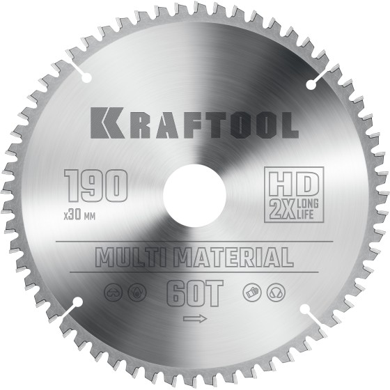 KRAFTOOL Multi Material, 190 х 30 мм, 60Т, пильный диск по алюминию (36953-190-30) KRAFTOOL Multi Material, 190 х 30 мм, 60Т, пильный диск по алюминию (36953-190-30)