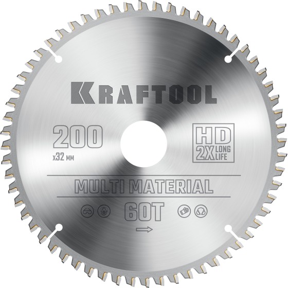 KRAFTOOL Multi Material, 200 х 32 мм, 60Т, пильный диск по алюминию (36953-200-32) KRAFTOOL Multi Material, 200 х 32 мм, 60Т, пильный диск по алюминию (36953-200-32)